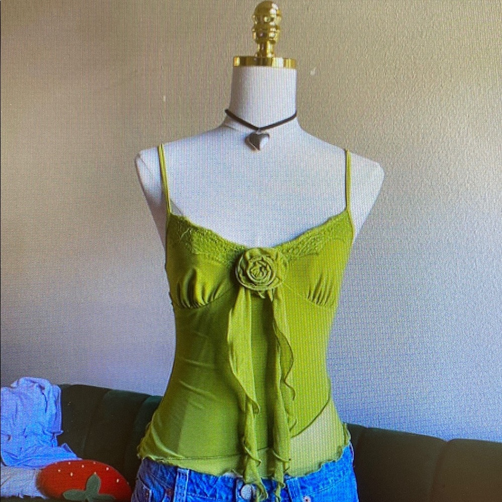 F&F Green and Blue Bustier Ruffled Camisole